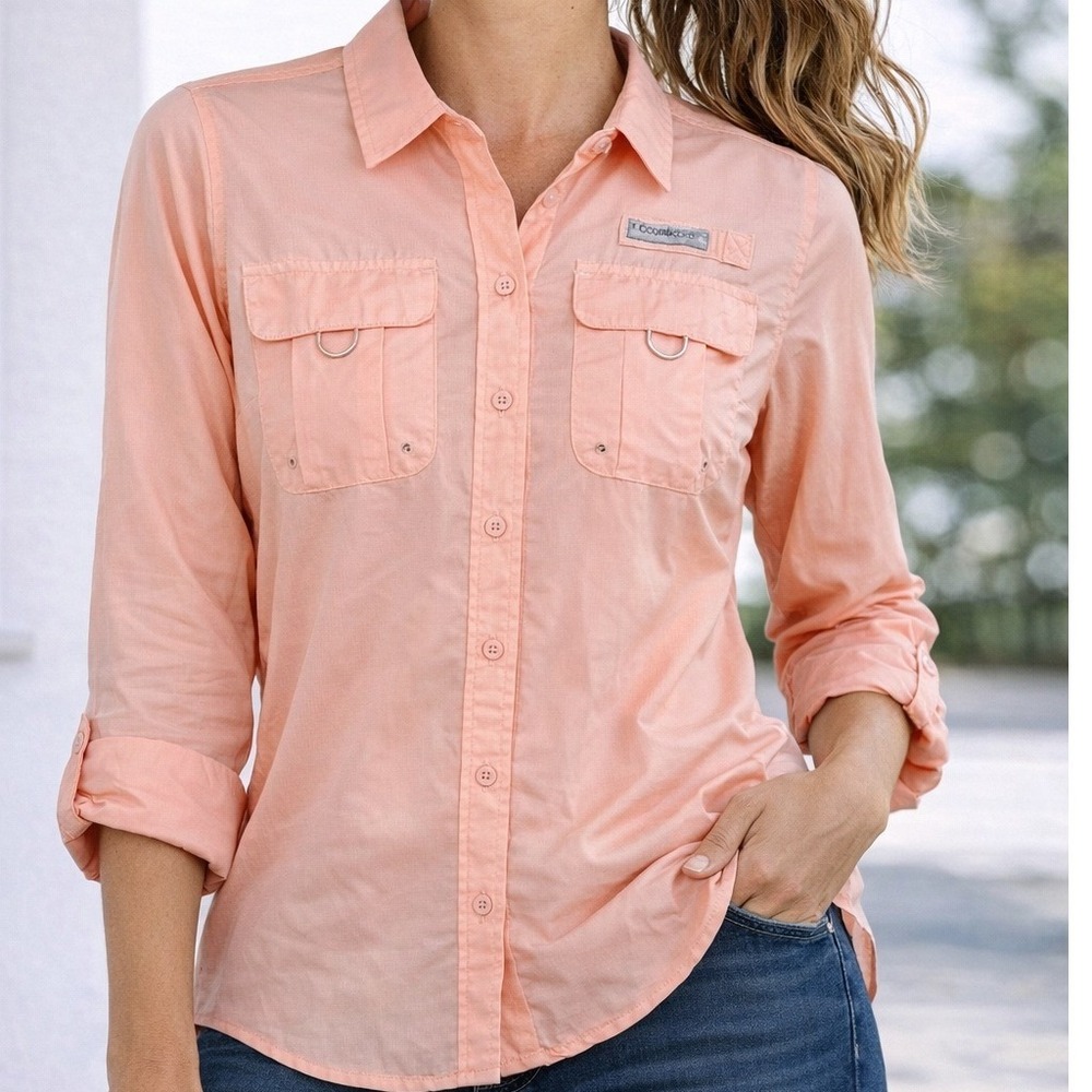 Ocean‎ Coast Shirt Womens Small Peach Ripstop Long Sleeve Vented Trail Top *NWT*